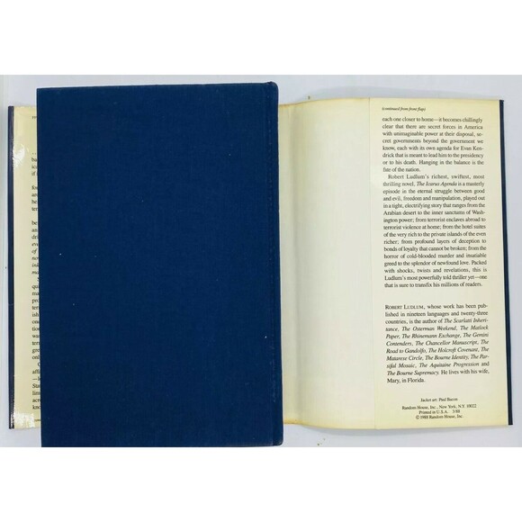Robert Ludlum The Icarus Agenda  First Edition  1988  Hardcover w/Dust Jacket - Picture 7 of 11